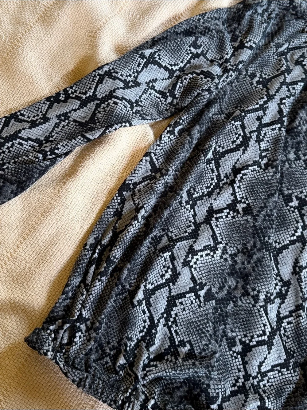 Michael Kors Black and Gray Snake-Print Top
